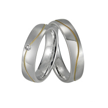 Plating Gold Groove Male Female Couple Titanium Ring